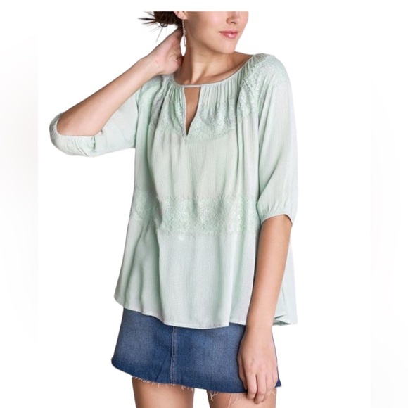 Blu Heaven Muslin Lace Trim Tunic - Picture 1 of 9